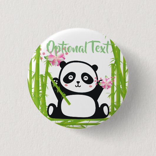 Happy Panda mit Bamboo & Cherry Blossom Button (Vorderseite)
