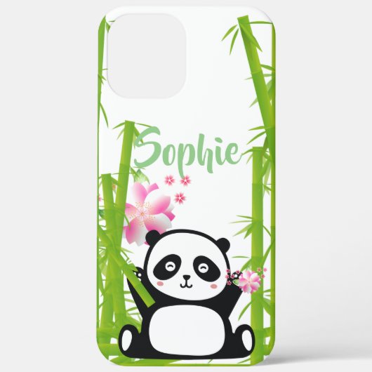 Happy Panda mit Bamboo & Cherry Blossom Case-Mate iPhone Hülle (Rückseite)