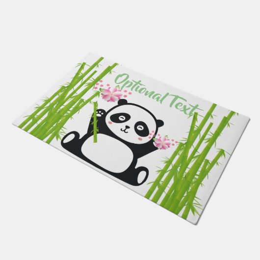 Happy Panda mit Bamboo & Cherry Blossom   Fußmatte (Schrägansicht)