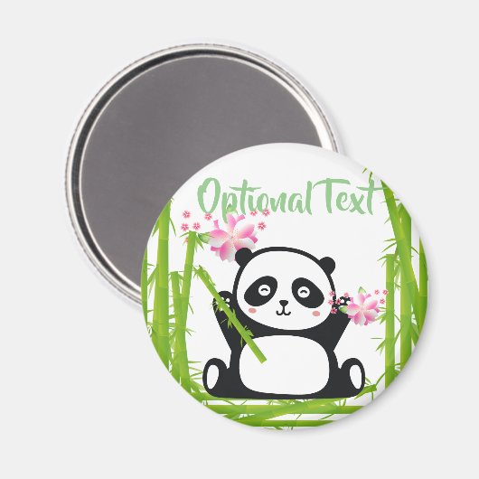 Happy Panda mit Bamboo & Cherry Blossom Magnet (Vorderseite/Rückseite)