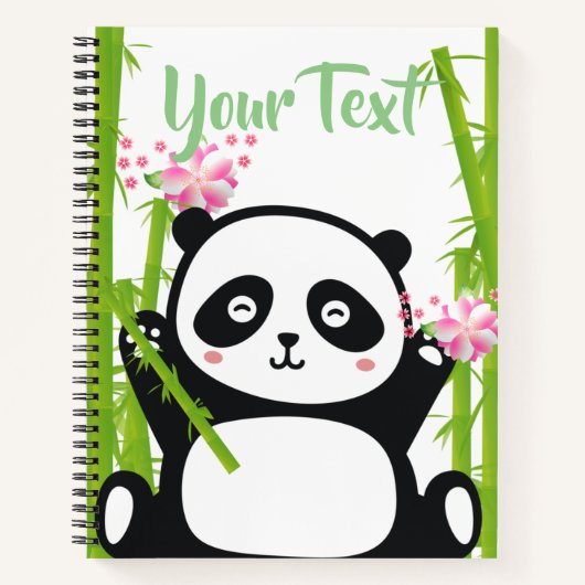 Happy Panda mit Bamboo & Cherry Blossom Notizblock (Vorderseite)
