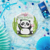 Happy Panda mit Bamboo & Cherry Blossom Pappteller (Party)