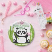 Happy Panda mit Bamboo & Cherry Blossom Pappteller (Party)