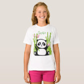 Happy Panda mit Bamboo & Cherry Blossom  T-Shirt (Vorne ganz)