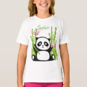Happy Panda mit Bamboo & Cherry Blossom T-Shirt (Vorderseite)