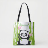 Happy Panda mit Bamboo & Cherry Blossom Tasche (Vorderseite)