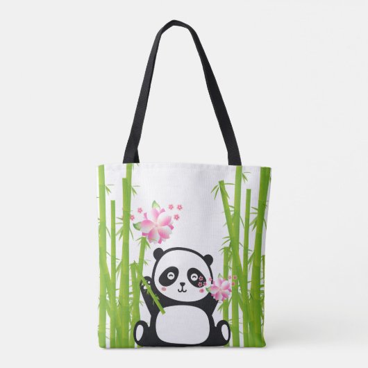 Happy Panda mit Bamboo & Cherry Blossom Tasche (Rückseite)