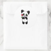 Happy Panda mit einer besonderen Liebe Rose nur fü Runder Aufkleber (Tasche)