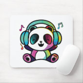 Happy Panda mit Kopfhörern, die Musik hören. Mousepad (Mit Mouse)