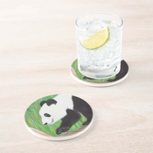 Happy Panda Painting Untersetzer (Seite)