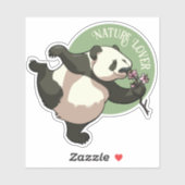 Happy Panda riecht Blossom Natur Lover Cartoon Aufkleber (Blatt)