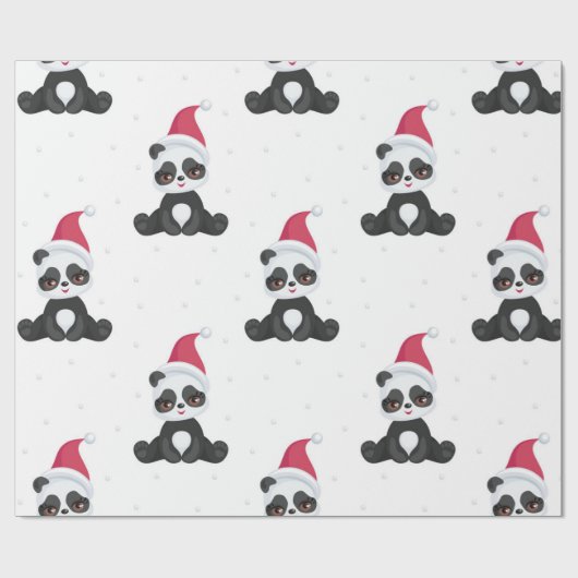 Happy Pandas Christmas Pattern Geschenkpapier (Flach)