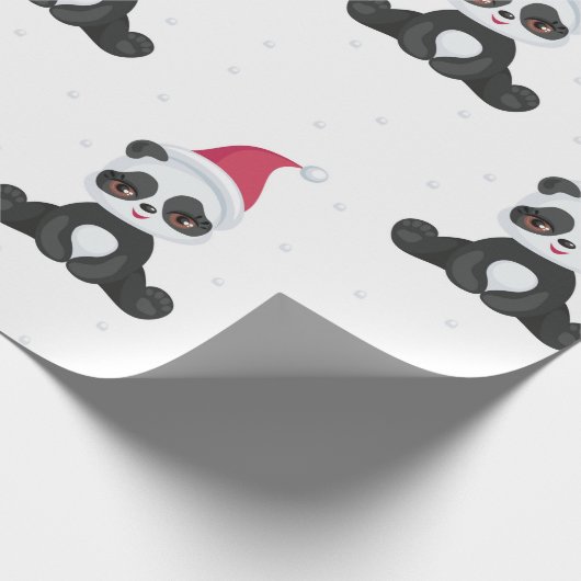 Happy Pandas Christmas Pattern Geschenkpapier (Ecke)