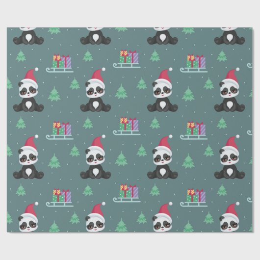 Happy Pandas Christmas Pattern Geschenkpapier (Flach)