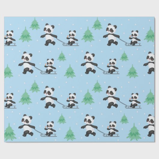 Happy Pandas Christmas Pattern Geschenkpapier (Flach)