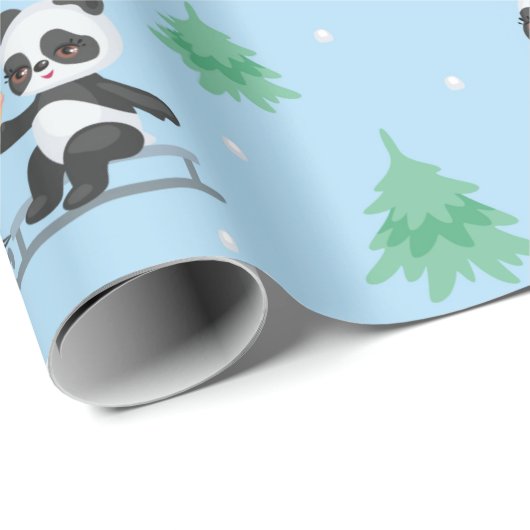 Happy Pandas Christmas Pattern Geschenkpapier (Rolleneckpunkt)