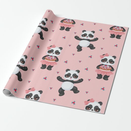 Happy Pandas Christmas Pattern Geschenkpapier (Ungerollt)