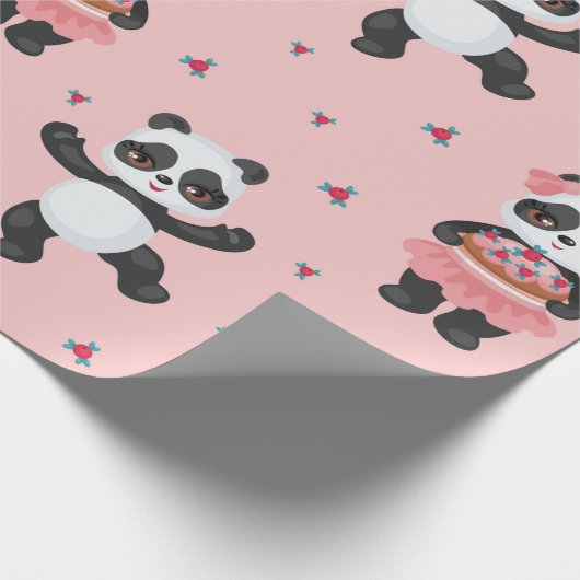 Happy Pandas Christmas Pattern Geschenkpapier (Ecke)