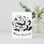Happy Pandas Funny Birthday Card Postkarte (Stehend Vorderseite)