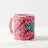 Happy Papagei Zwei-Tone-Tasse Tasse (Vorderseite Links)