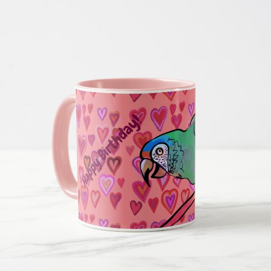 Happy Papagei Zwei-Tone-Tasse Tasse (Vorderseite Links)