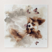 Happy Papillon Dog Watercolor Puzzle (Horizontal)