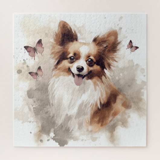 Happy Papillon Dog Watercolor Puzzle (Vertikal)