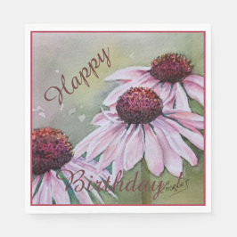 Happy Party Celebration Pink Echinacea Blume Serviette
