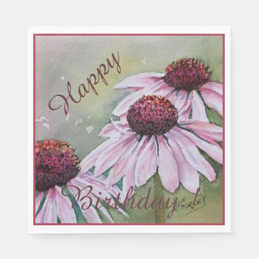 Happy Party Celebration Pink Echinacea Blume Serviette (Vorderseite)