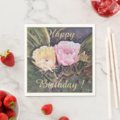 Happy Party Celebration Yellow Pink Cactus Blume Serviette (Beispiel)