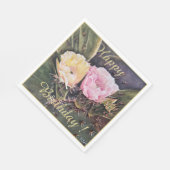 Happy Party Celebration Yellow Pink Cactus Blume Serviette (Ecke)