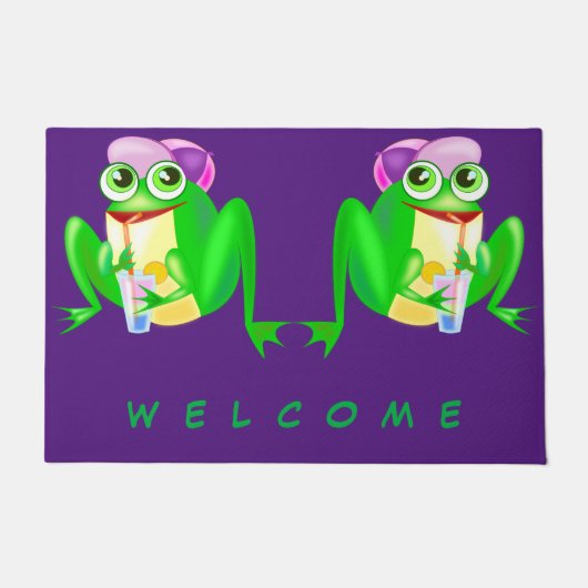 Happy Party Frogs Funny Doormat Fußmatte (Vorderseite)
