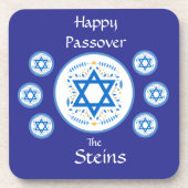 Happy PASSOVER Blue Star of David NAME Getränkeuntersetzer (Vorderseite)