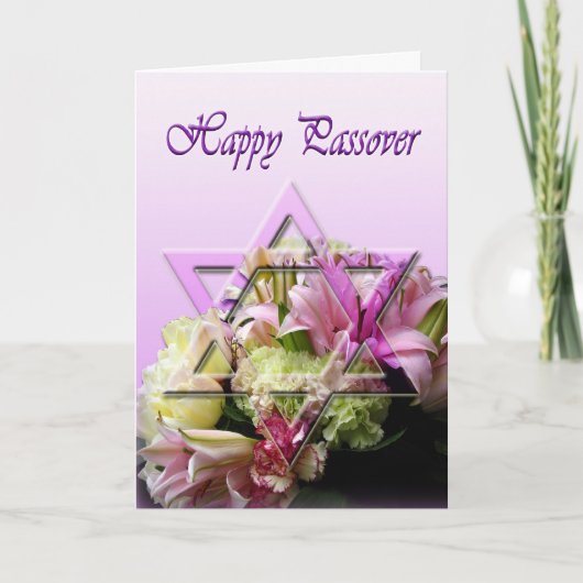 Happy Passover Card mit Star of David und Blume Karte (Vorderseite)