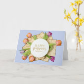 Happy Passover Card with Tulips & Matzo | Modern Karte (Gelbe Blume)
