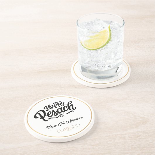 Happy Passover | Einfach traditionelles Schwarz & Getränkeuntersetzer (Seite)