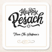 Happy Passover | Einfach traditionelles Schwarz & Rechteckiger Pappuntersetzer (Vorderseite)