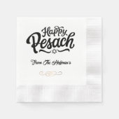 Happy Passover | Einfach traditionelles Schwarz & Serviette (Vorderseite)