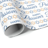 Happy Passover Elegant Blue Gold Star von David  Geschenkpapier (Rolleneckpunkt)