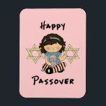 Happy Passover Girl Magnet<br><div class="desc">Happy Pessach Mädchen und Jungen genießen ihre Seder Mathematik mit bezaubernden Katzen und Familienfreude.</div>