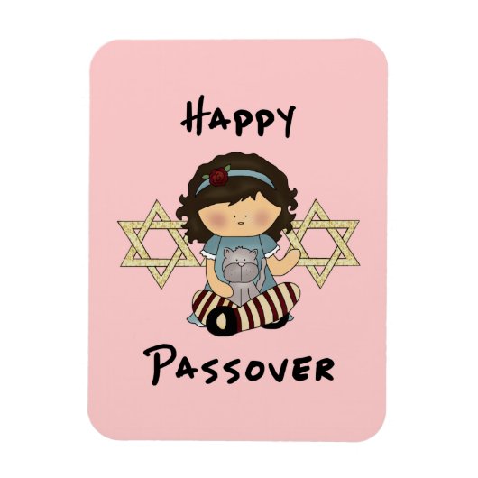 Happy Passover Girl Magnet (Vertikal)
