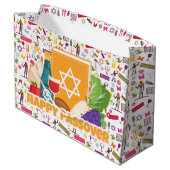Happy Passover  Große Geschenktüte (Rückseite Schrägansicht)