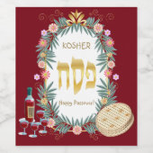 Happy Passover Holiday Kosher Pesach Seder Weinetikett (Einzelnes Label)