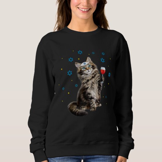 Happy Passover Maine Coon Cat  Seder Jewish Holida Sweatshirt (Vorderseite)
