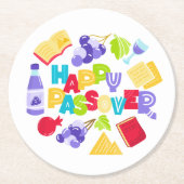 Happy Passover Paper Coaster Runder Pappuntersetzer (Vorderseite)