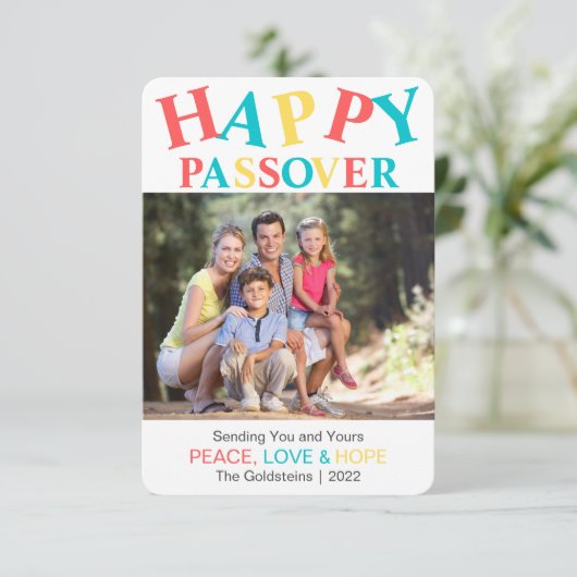 Happy Passover Personalisiertes farbiges Foto 2022 (Stehend Vorderseite)