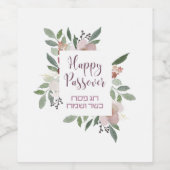 Happy Passover & Pesach Kasher veSameach auf Hebrä Weinetikett (Einzelnes Label)