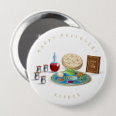 Happy Passover Plate Kosher Pesach Button (Vorne & Hinten)