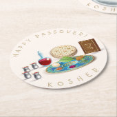 Happy Passover Plate Kosher Pesach Runder Pappuntersetzer (Angewinkelt)