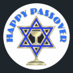 Happy Passover Runder Aufkleber<br><div class="desc"></div>